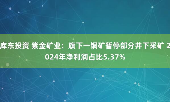 库东投资 紫金矿业：旗下一铜矿暂停部分井下采矿 2024年净利润占比5.37%