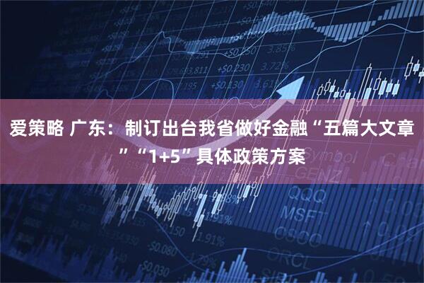 爱策略 广东：制订出台我省做好金融“五篇大文章”“1+5”具体政策方案